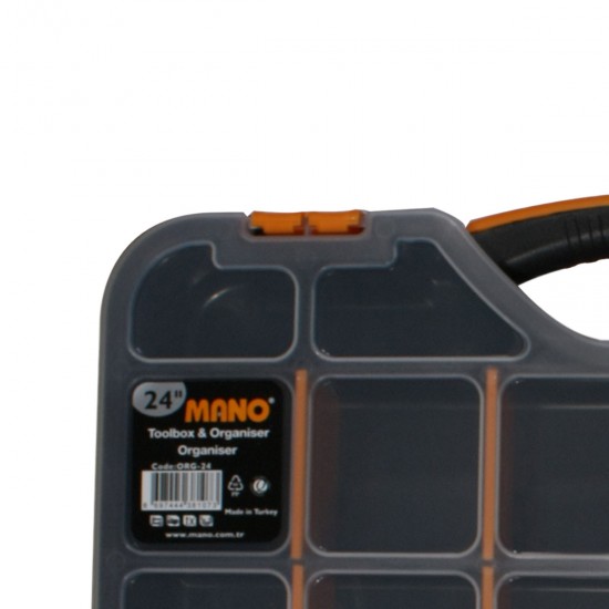 جعبه مرتب ساز پیچ و مهره 24 اینچ قفل پلاستیکی مانو کد ORG24