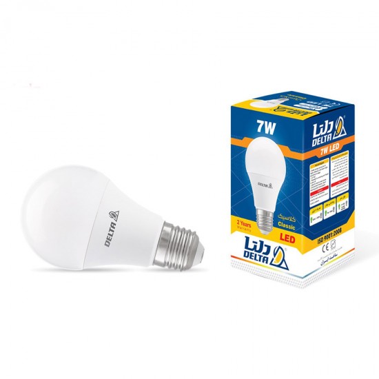 لامپ ال ای دی 7 وات کلاسیک دلتا پایه E27 (آفتابی)