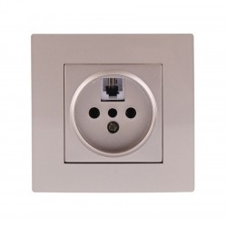 پریز تلفن دو خط جهان الکتریک مدل کریستال - بژ