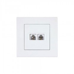 سوکت دوتایی تلفن جهان الکتریک مدل کریستال - سفید