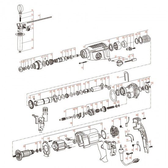 دریل بتن کن 4 شیار 3 کیلویی دنلکس مدل DX-3126