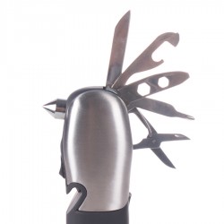 چراغ قوه زوم‌دار مشکی استیل با ابزار چندکاره